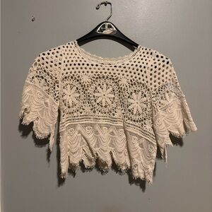 Elegant Cream Crochet Women Top